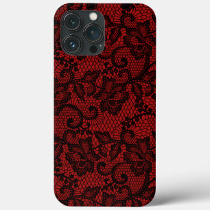 Red And Black Faux Lace iPhone 13 Pro Max Case