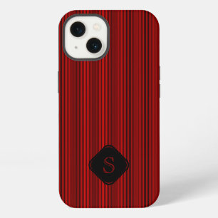 Red and black fine vertical stripes monogram iPhone 13 case