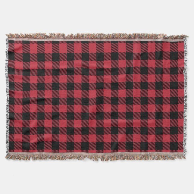 Red and Black Flannel Lodge Blanket (Front)