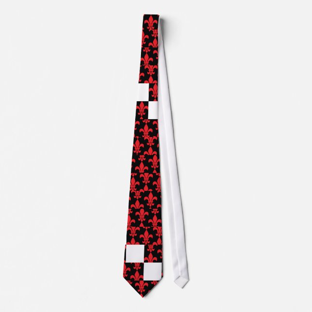 Red and Black Fleur de Lis Pattern Tie (Front)
