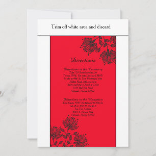 Red and Black Floral 3.5x6 Directions Card