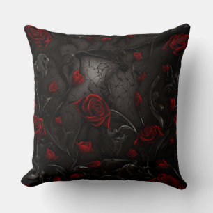 Red and Black Floral Cushion
