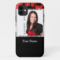 Red and black floral damask template
