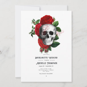 Red and Black Floral Gothic Bachelorette Weekend Invitation