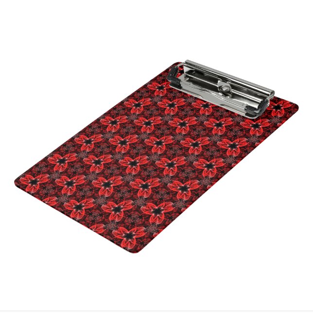 Red and Black Floral Show Clipboard (Angled3)