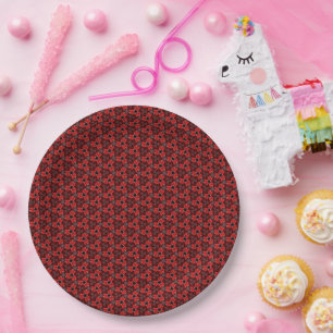 Red and Black Floral Show Paper Plates
