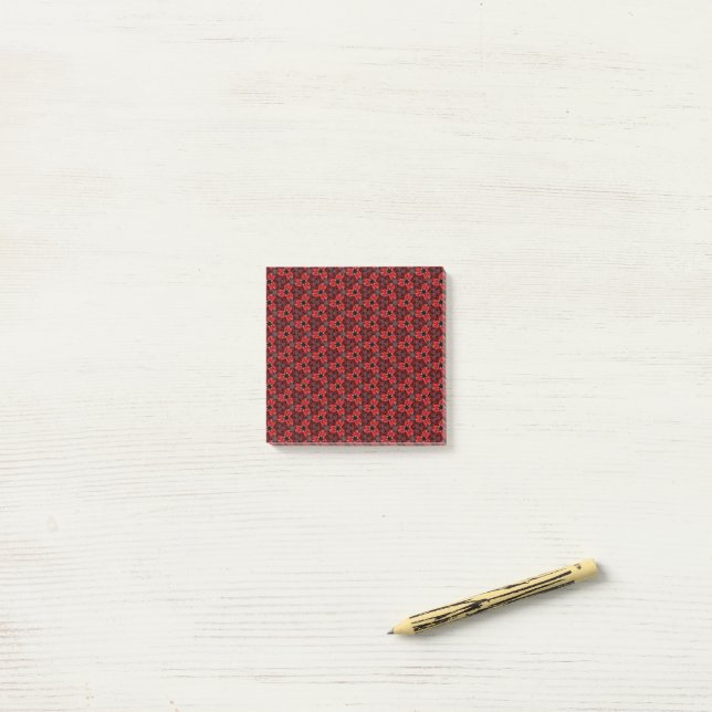 Red and Black Floral Show Post It Notes (On Desk)