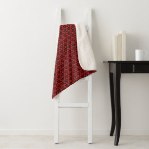 Red and Black Floral Show Sherpa Blanket