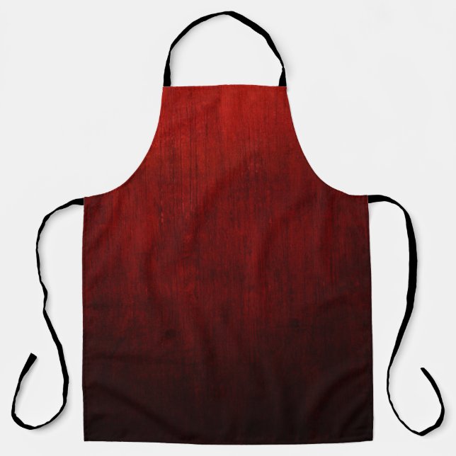 Red and black floral textile apron (Front)