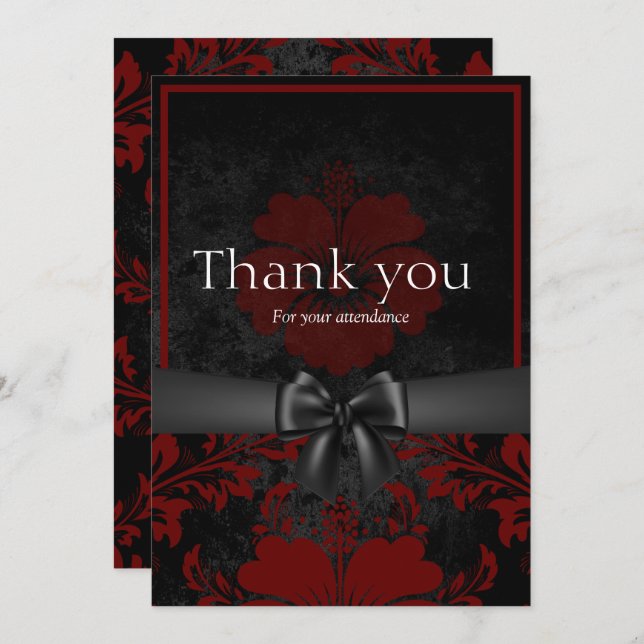 Red and black floral thank you card (Front/Back)