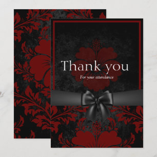 Red and black floral thank you card