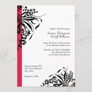 Red and Black Flourish Wedding Invitations