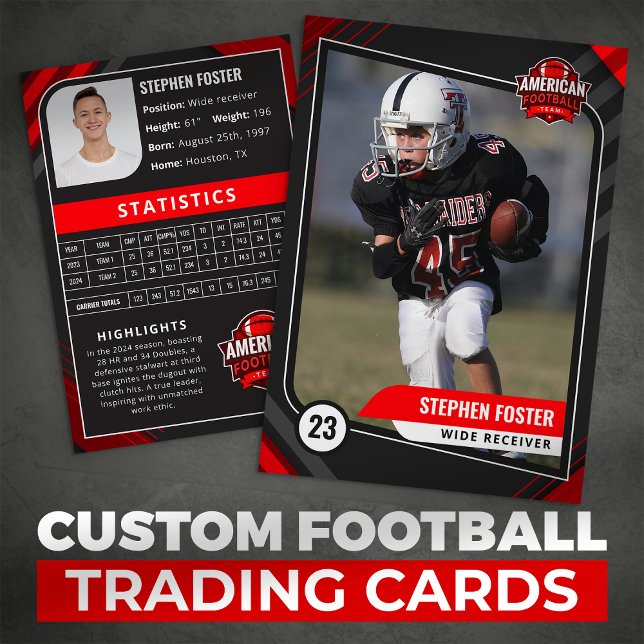Red and Black Football Trading Card with Stats (Creator Uploaded)