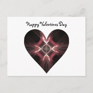 Red and Black Fractal Art Heart Holiday Postcard