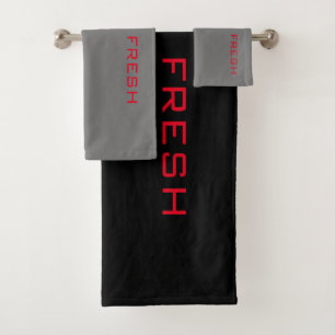 Red And Black FRESH  Bath Towel Set