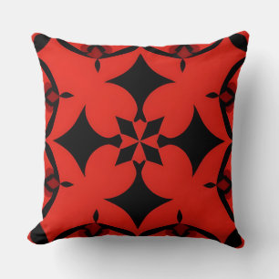 Red and Black Geometric Abstract Art Cushion