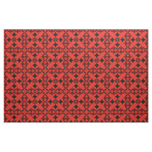 Red and Black Geometric Abstract Art Fabric