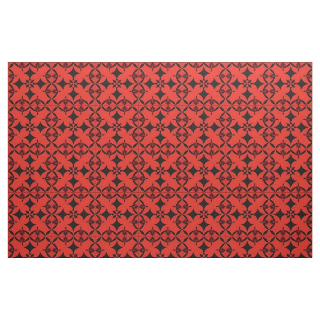 Red and Black Geometric Abstract Art  Fabric (Fat Quarter)