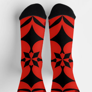 Red and Black Geometric Abstract Art  Socks