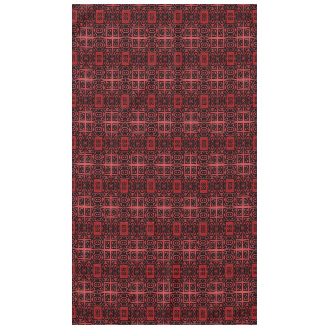 Red and Black Geometric Design Tablecloth (Front)