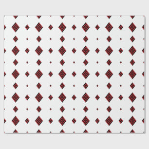 Red and Black Geometric Diamond Pattern Modern Tot Wrapping Paper