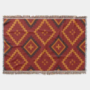 Red and Black  Geometric Motifs Throw Blanket