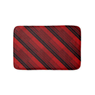 Red and Black Geometric Patchwork Quilt Bath Mat