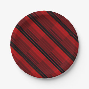 Red and Black Geometric Patchwork Quilt  Paper Plate