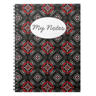 Red and Black Geometric Pattern Notebook
