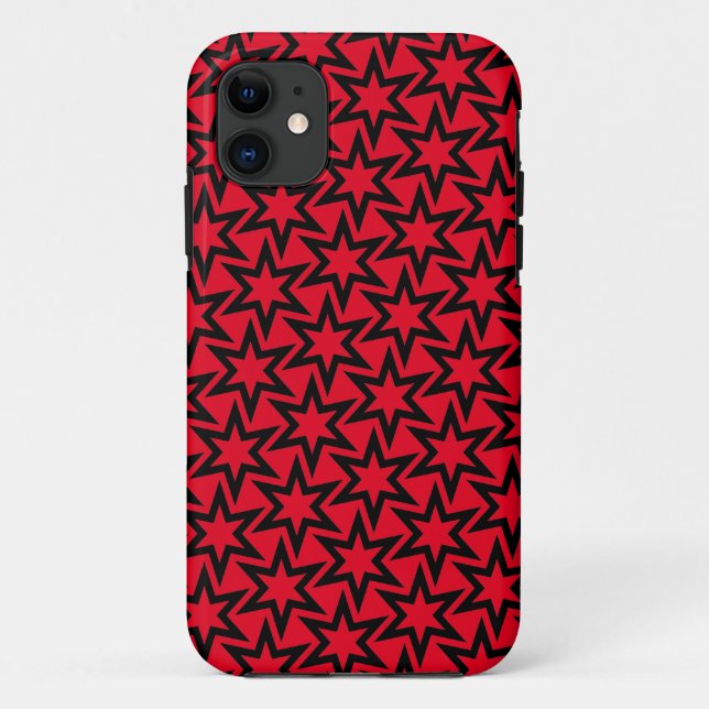 Red And Black Geometric Star Pattern Case-Mate iPhone Case (Back)