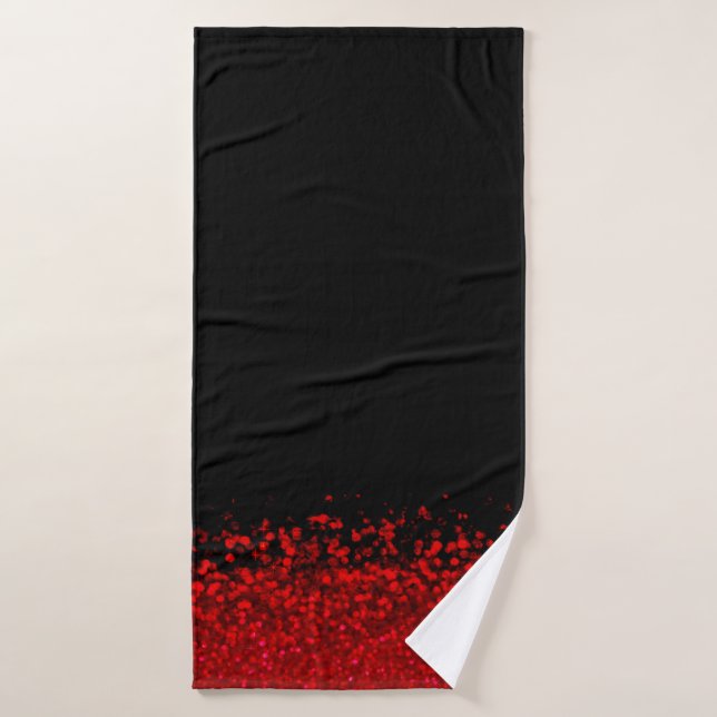Red and black glitter Ombre Bath Towel Set (Bath Towel)