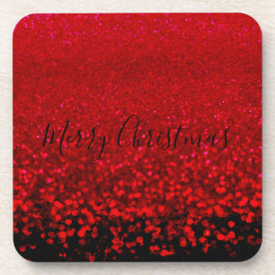 Red and black glitter Ombre Beverage Coaster