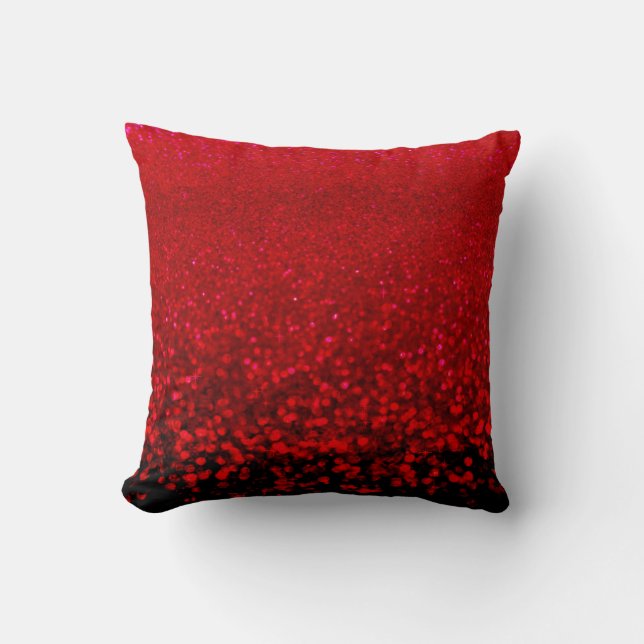 Red and black glitter Ombre Cushion (Front)