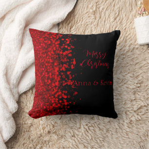 Red and black glitter Ombre Throw Pillow