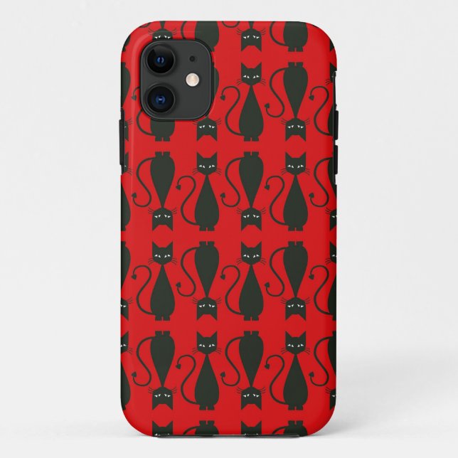 Red and Black Goth Cat Pattern Case-Mate iPhone Case (Back)