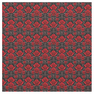 Red and Black Goth Roses Fabric