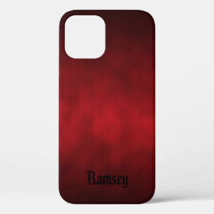 Red and Black Gothic Ombre Art with Your Name iPhone 12 Case