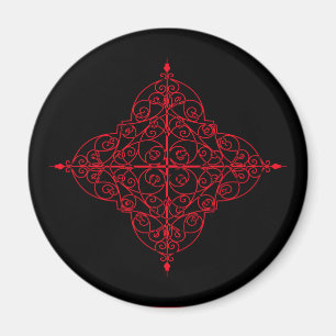 Red and black gothic ornamental magnet