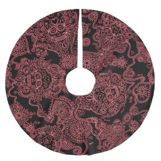 Red And Black Gothic Skull Tree Skirt