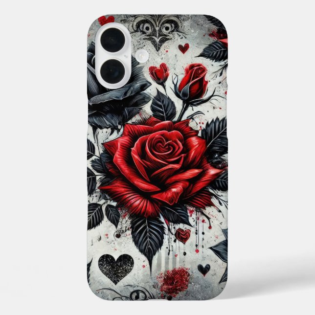 RED AND BLACK GOTHIC VALENTINE ROSES Case-Mate iPhone CASE (Back)