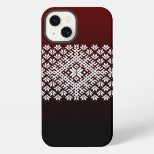 Red and Black gradient and white Nordic Design iPhone Case