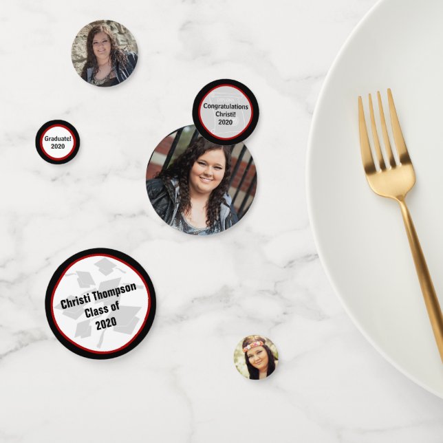 Red and Black Graduation Celebration Confetti (Group)