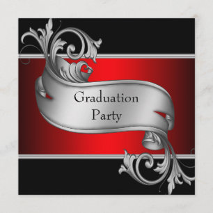 Red and Black Graduation Party Invitation