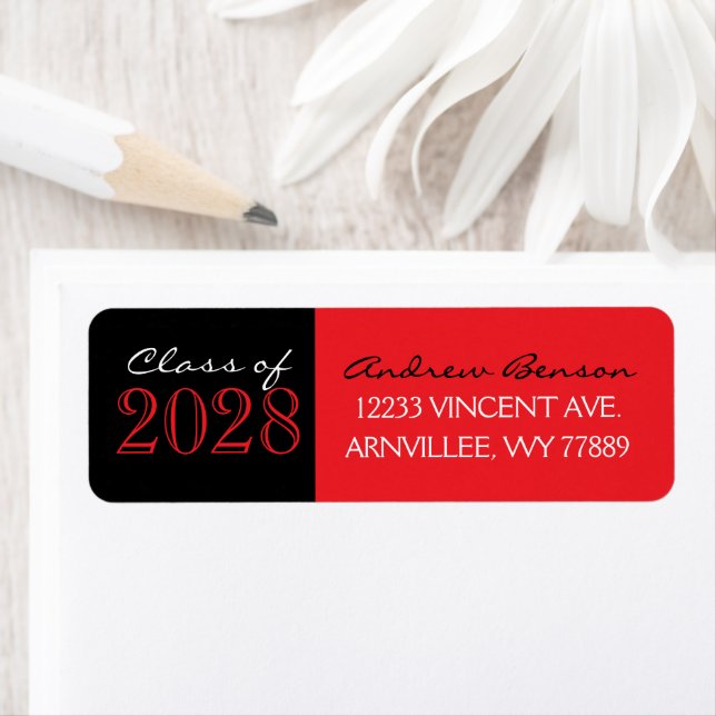 Red and Black Graduation Return Address Labels (Insitu)
