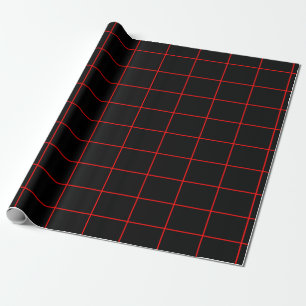 Red and Black Grid 2 Wrapping Paper
