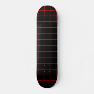 Red And Black Grid Pattern Skateboard Deck