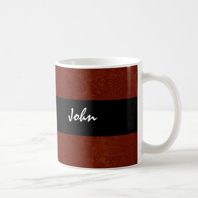 Red and Black Grunge Custom Name JOHN Coffee Mug (Right)
