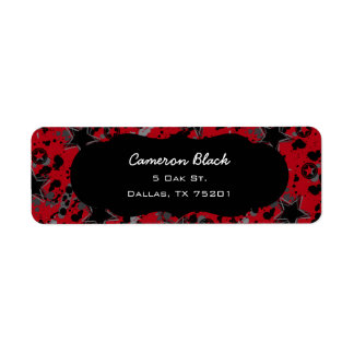 Red and Black Grunge Star Custom Address Labels