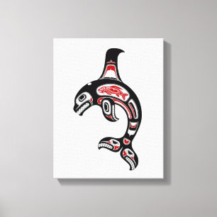 Red and Black Haida Spirit Killer Whale Canvas Print