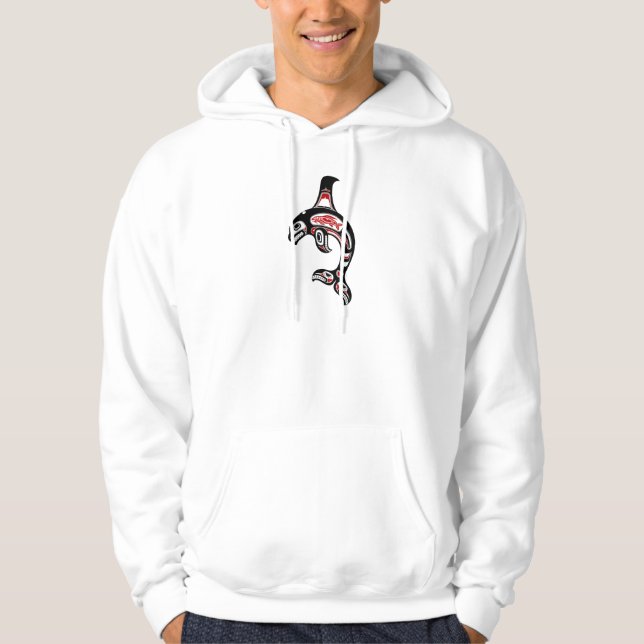 Red and Black Haida Spirit Killer Whale Hoodie (Front)
